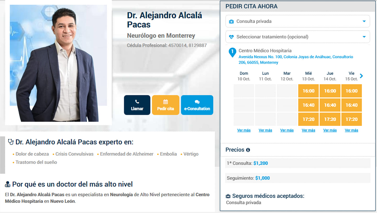 Dr. Alejandro Alcalá Pacas Neurólogo Militar