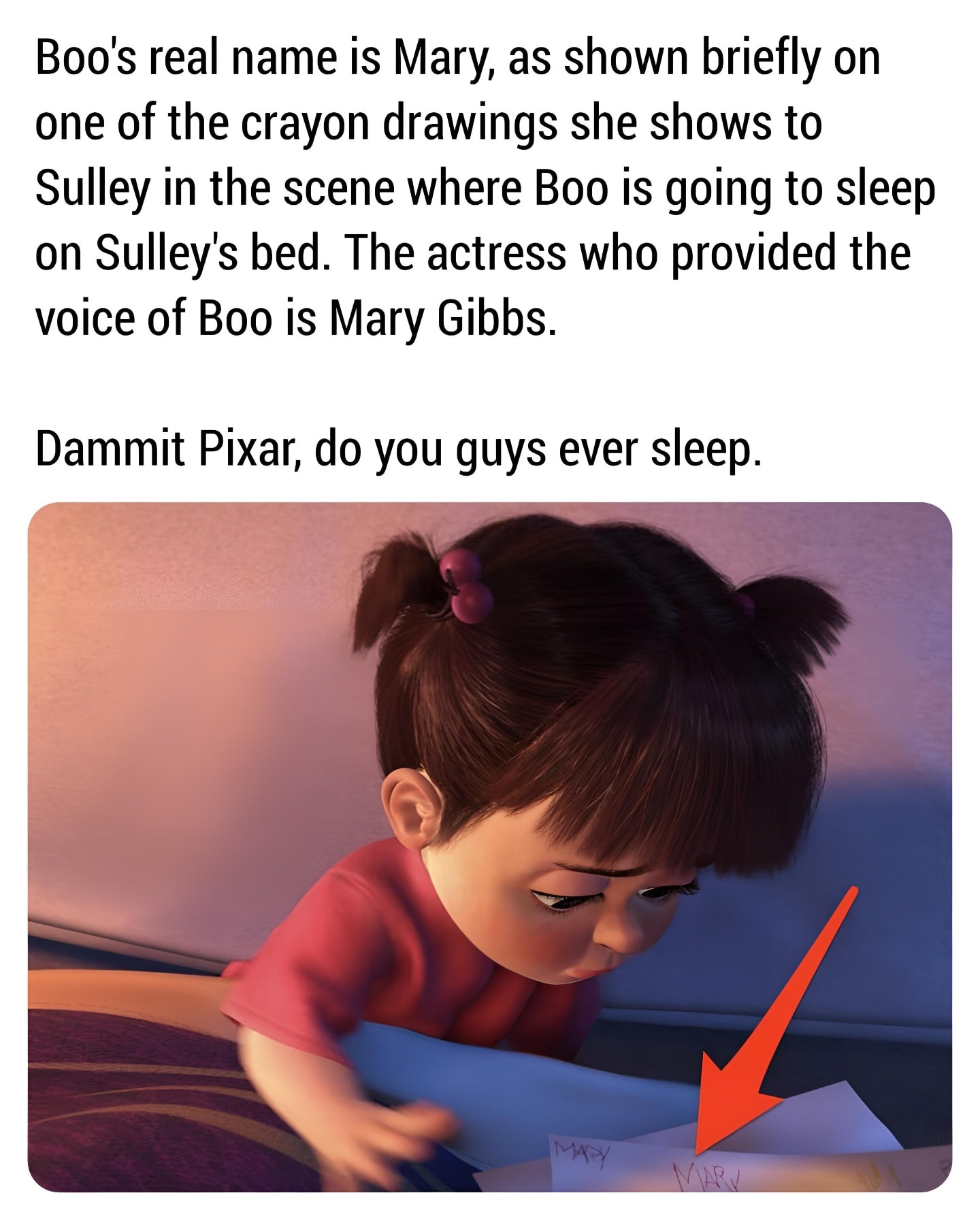 Just Disney - Wait a minute... Boo's real name is Mary? 🤔 | Facebook