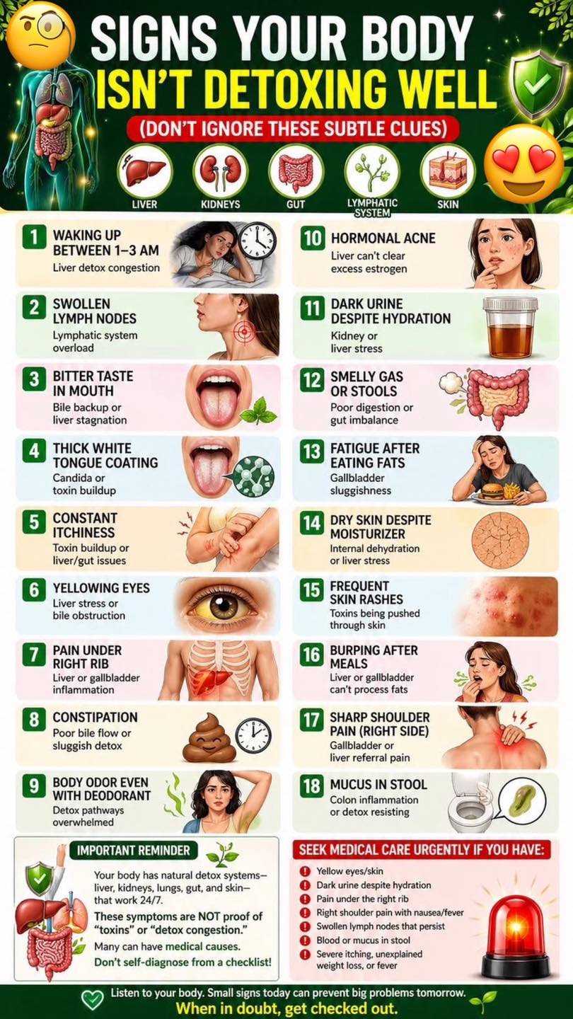 Signs Your Body Isn't Detoxing Well (And What They Might Really Mean) Many viral checklists claim to show when your body “isn't detoxing,” but the truth is more nuanced. Your body already