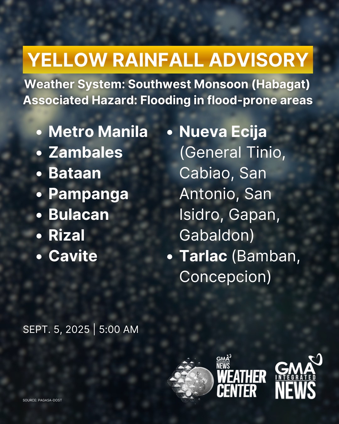 GMA News - State weather bureau PAGASA has issued a yellow... | Facebook