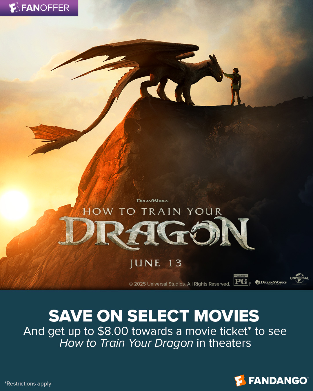 Right now when you purchase select titles on Fandango at Home, you