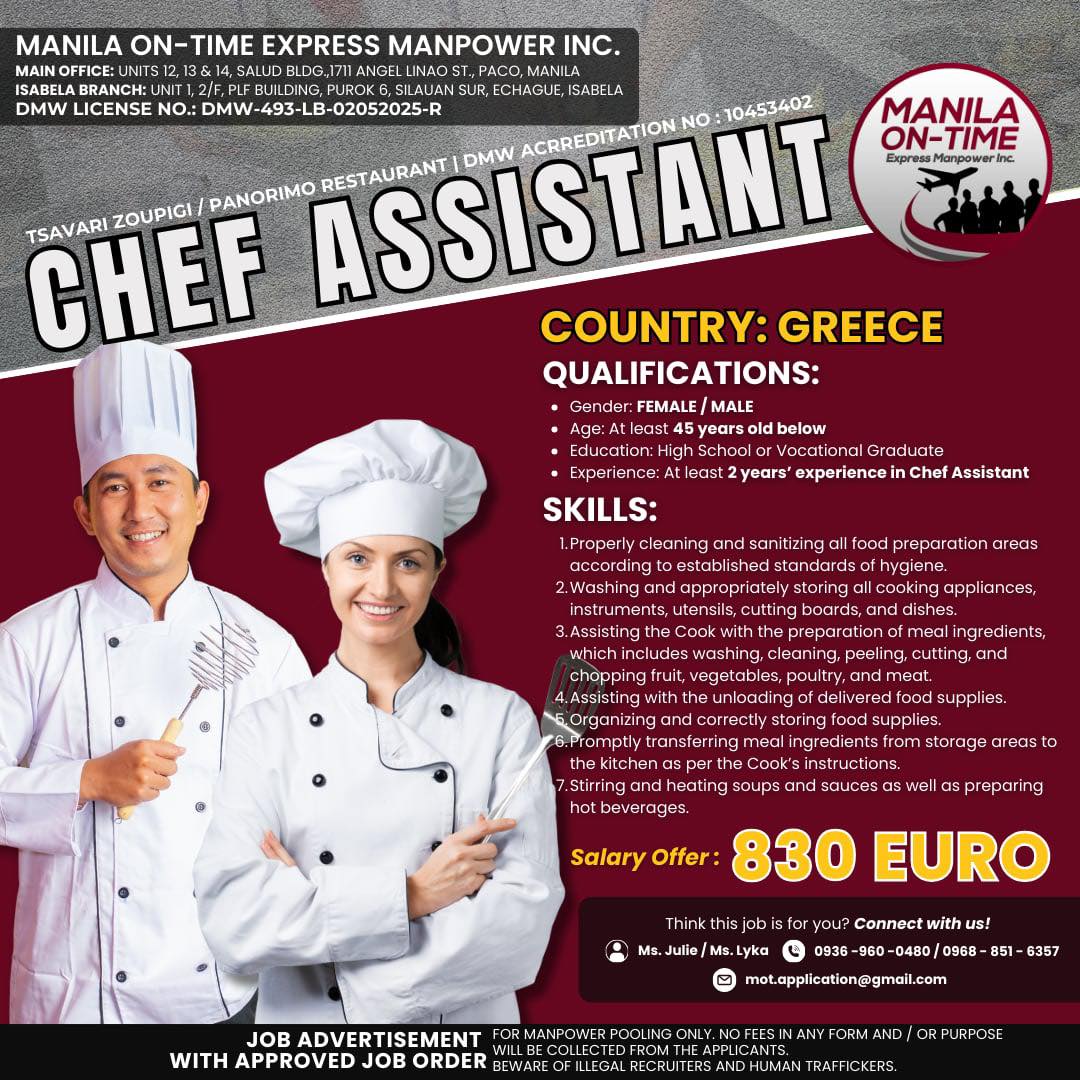 Manila - 👩‍🍳 READY TO STIR UP YOUR CAREER? 🌍 WORK ABROAD AS A CHEF ...