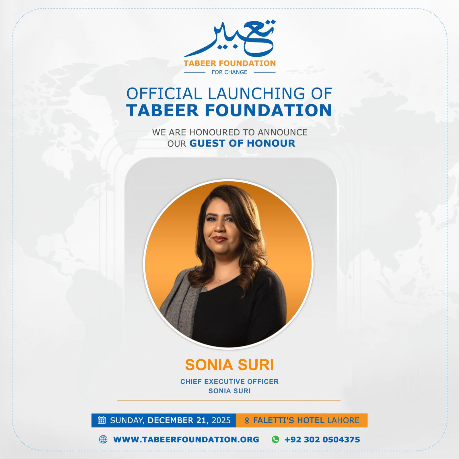 Tabeer - We are pleased to announce that Ms. Sonia Suri will be joining ...