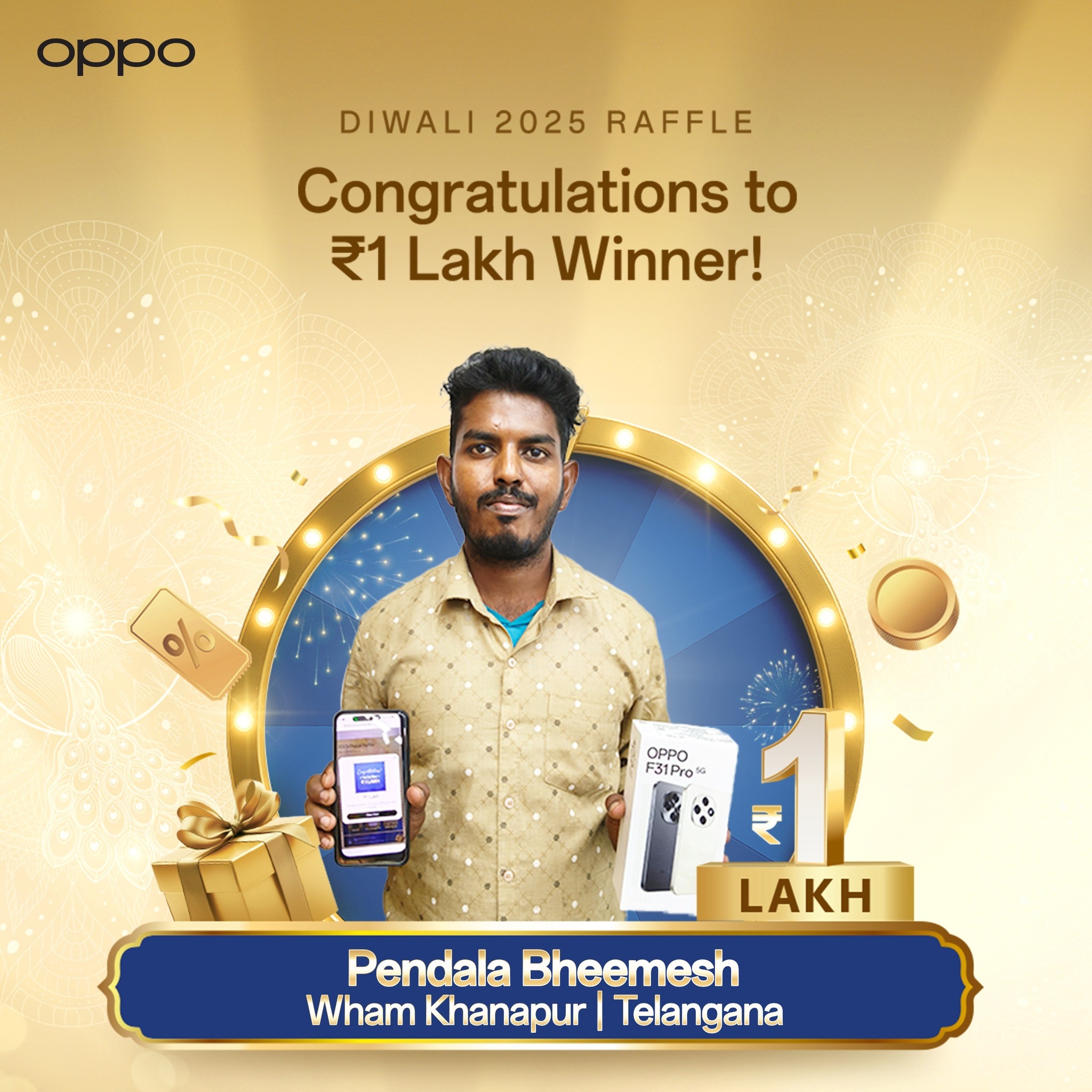 OPPO TELANGANA - 🎉1st 1 Lakh Raffle Winner 🤩 Exiting... | Facebook