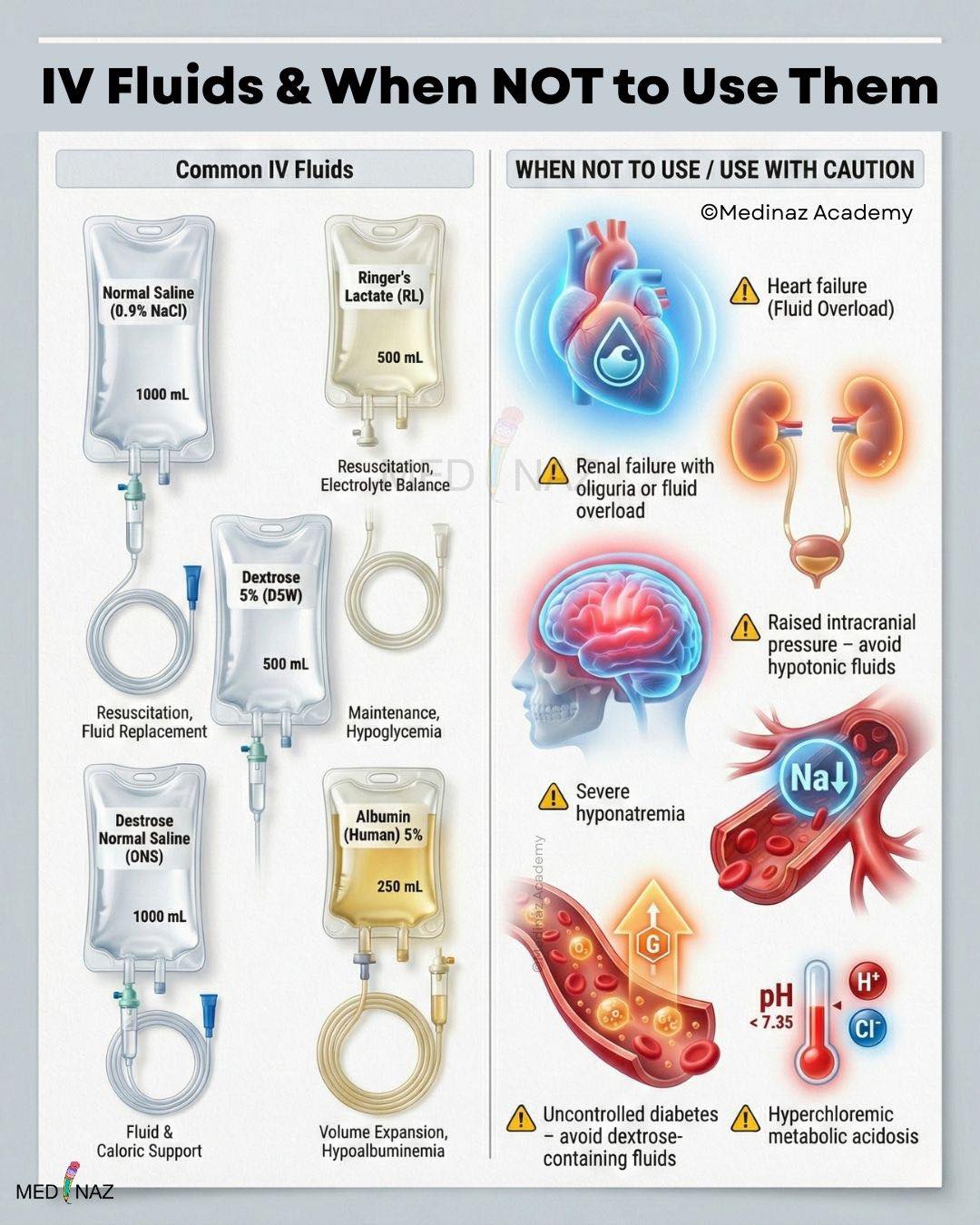 Medinaz - IV fluids and when not to use them ⬇️ | Facebook
