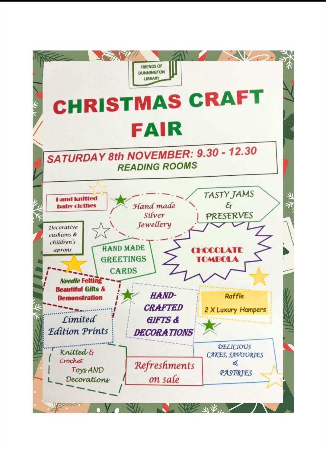 This - CHRISTMAS CRAFT FAIR TODAY!! Dunnington Reading Room!! 🎅☕🍰 Just ...