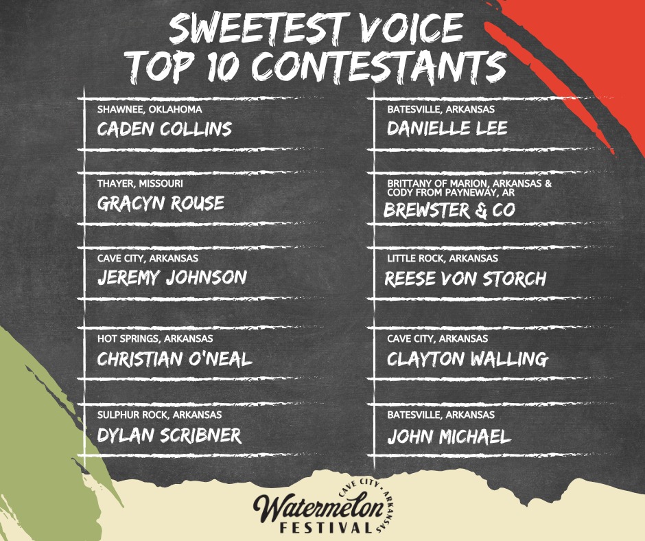 Cave - 🎤🍉 Announcing the 2025 Cave City Watermelon Festival Top 10 ...