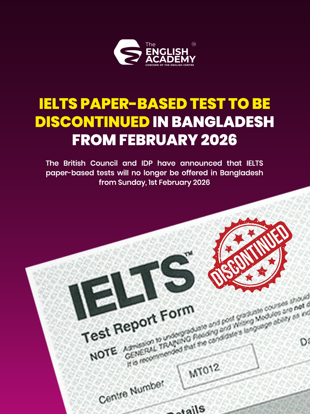 The English - IELTS PAPER-BASED TEST TO BE DISCONTINUED IN BANGLADESH ...