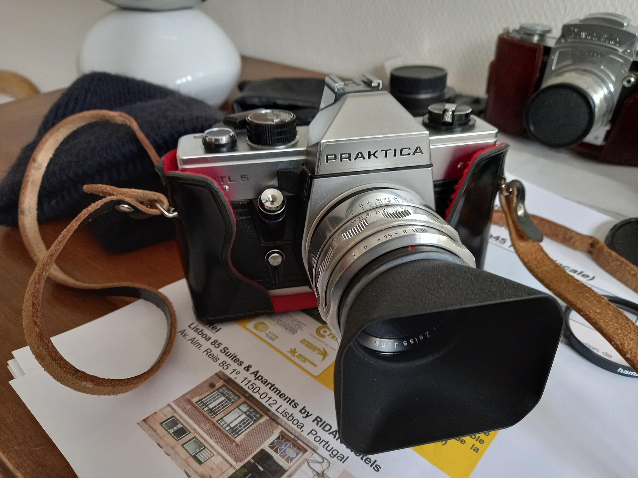 Praktica camera photo with 50mm f 2.8 Tessar lens