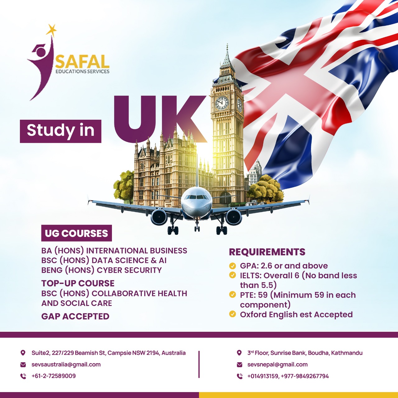 Safal - 🎓 Study in the UK – January 2026 Intake Now Open! 🎓 With or ...