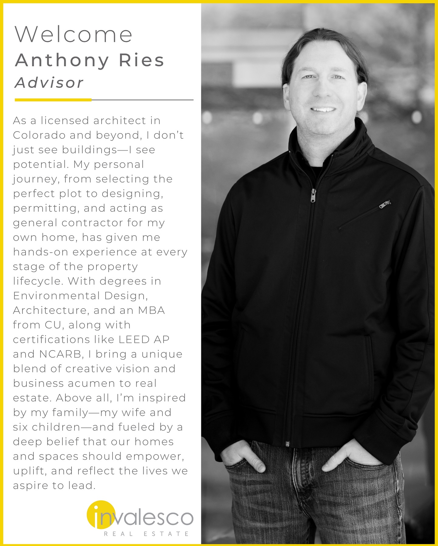 Invalesco - Welcome Anthony Ries, Advisor As a licensed architect ...