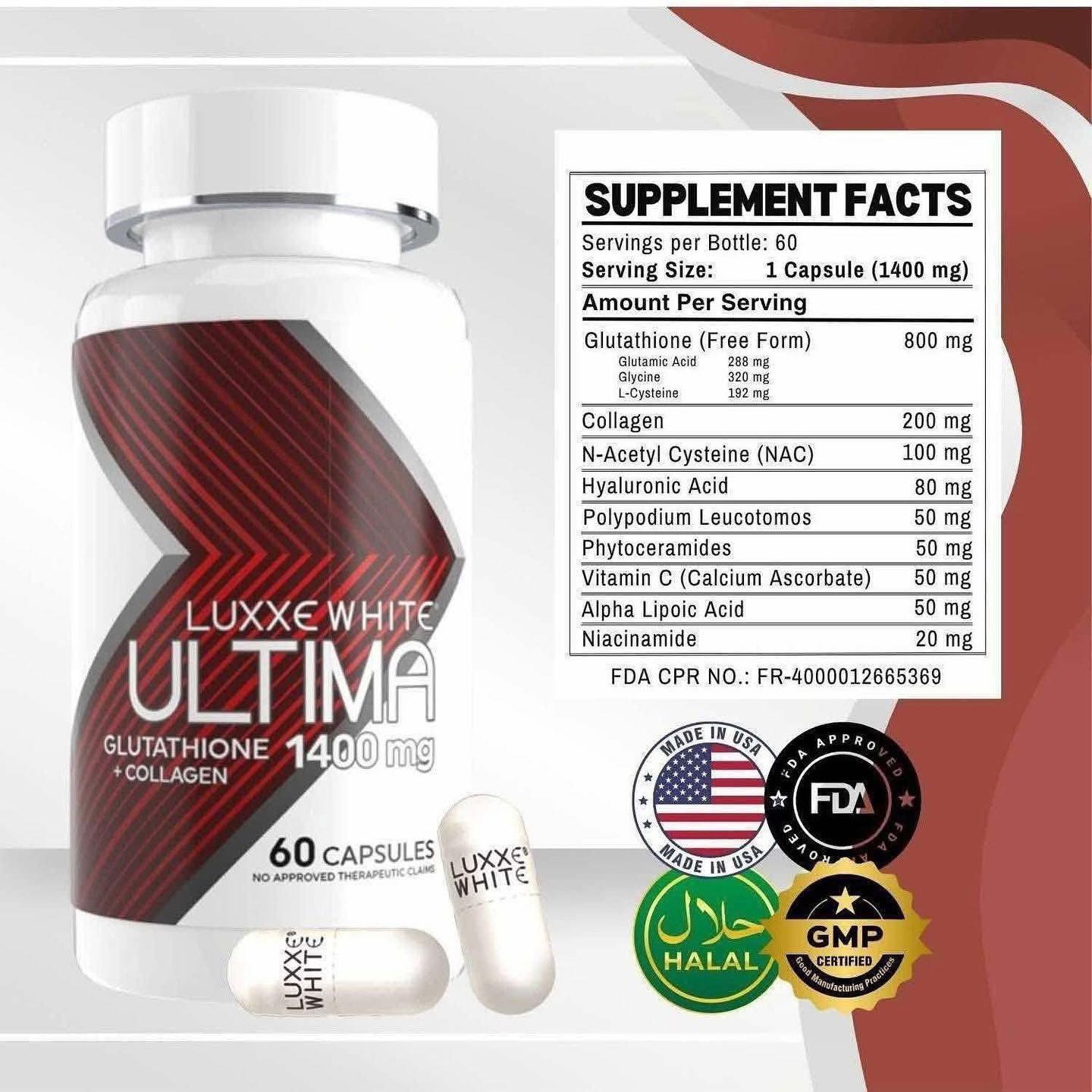 Try Luxxe White Ultima Glutathione + Collagen 1400mg 30 Capsules! Limited Stocks only! Perfect for first-time users who want to experience our premium formula featuring glutathione, collagen, hyaluronic acid, vitamin C, and