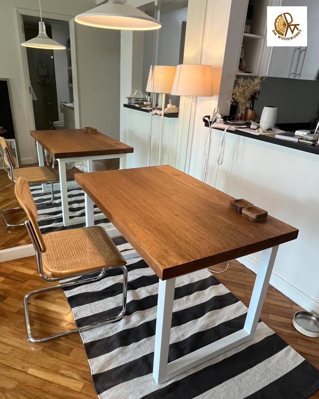 DM - 4 seater Dining table made of tanguile wood top and tubular legs ...