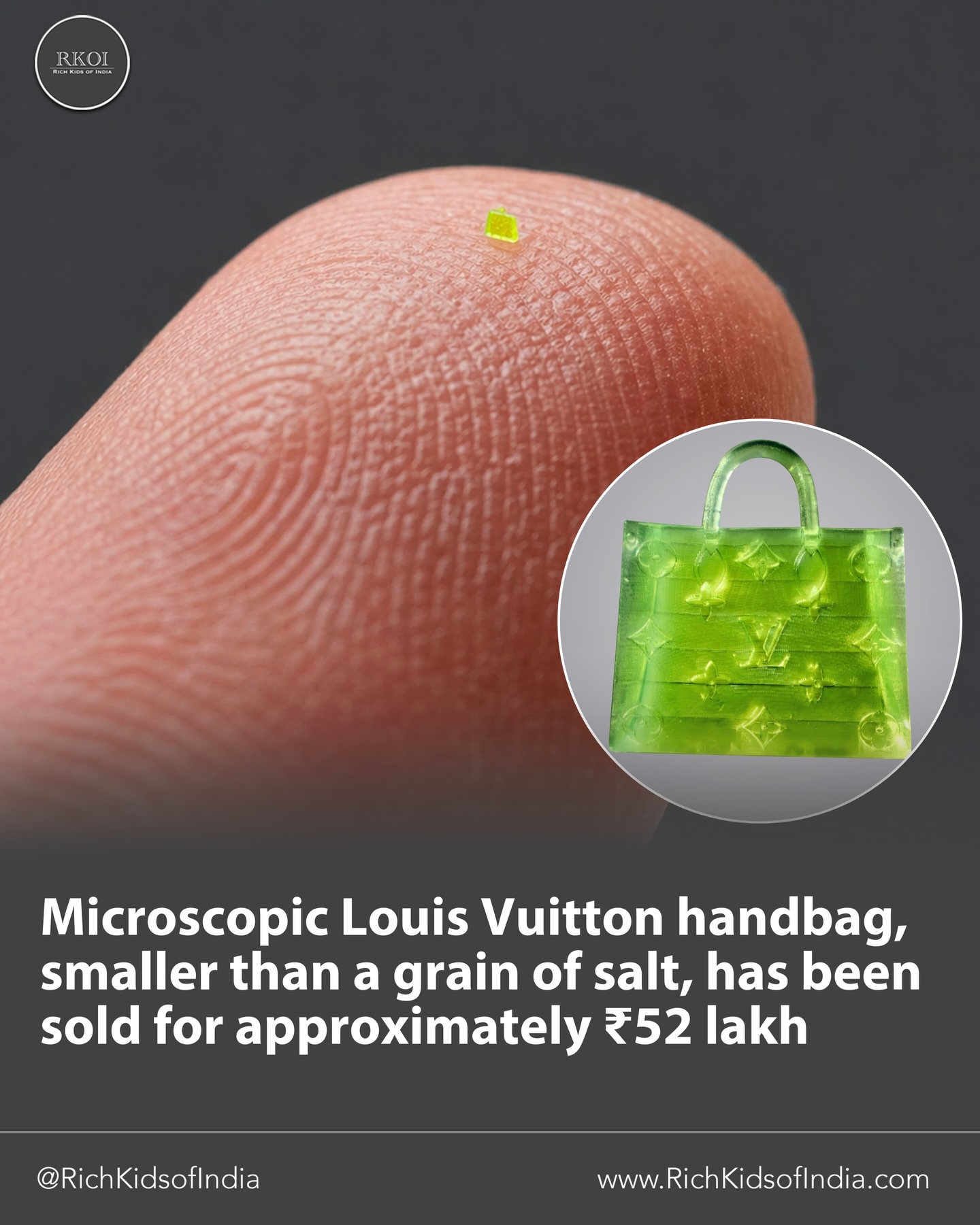 A Louis Vuitton handbag smaller than a grain of salt sold for 