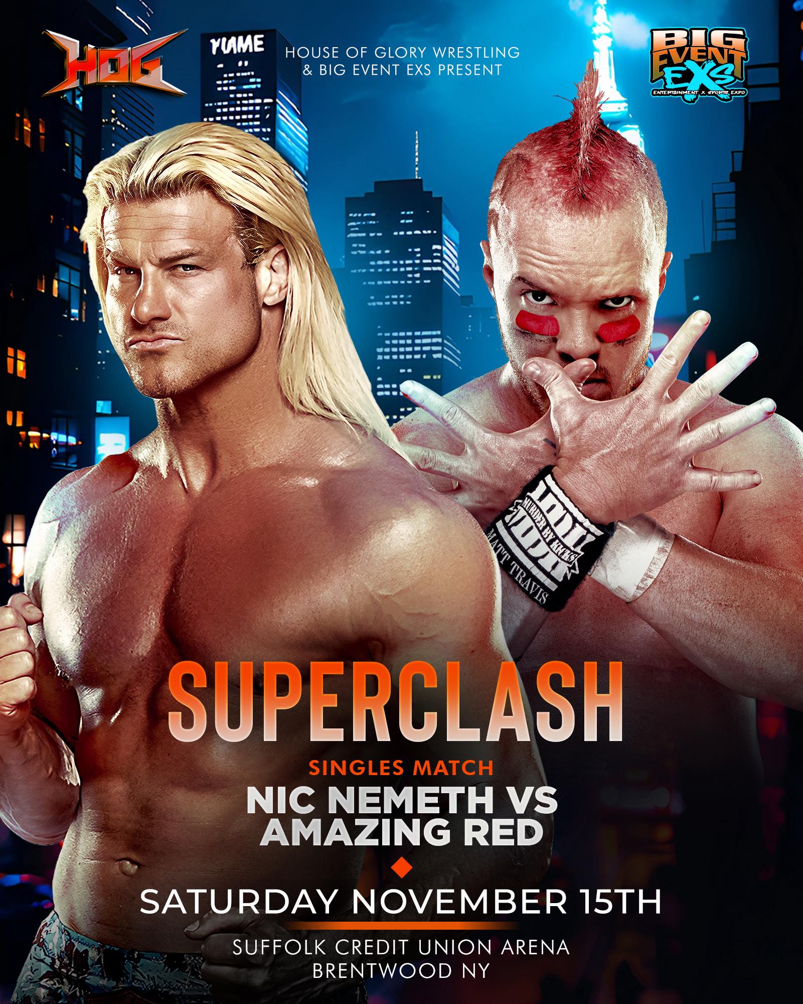 Nic Nemeth vs Amazing Red wrestling match on November 15th