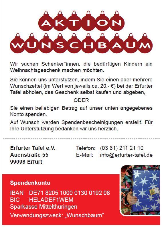 Aktion Wunschbaum Erfurter Tafel E V Home Facebook