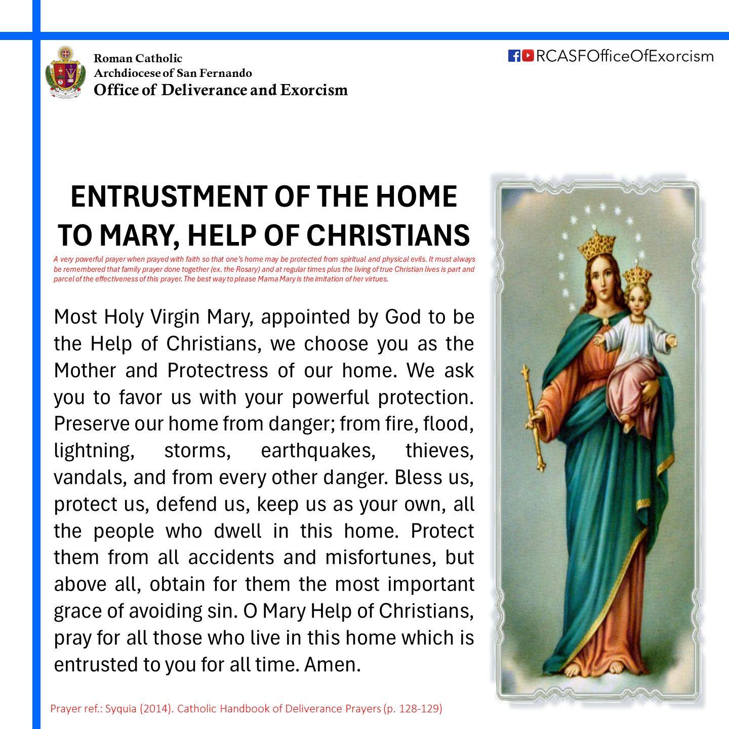ENTRUSTMENT OF THE HOME TO MARY, HELP OF CHRISTIANS* Most Holy Virgin ...