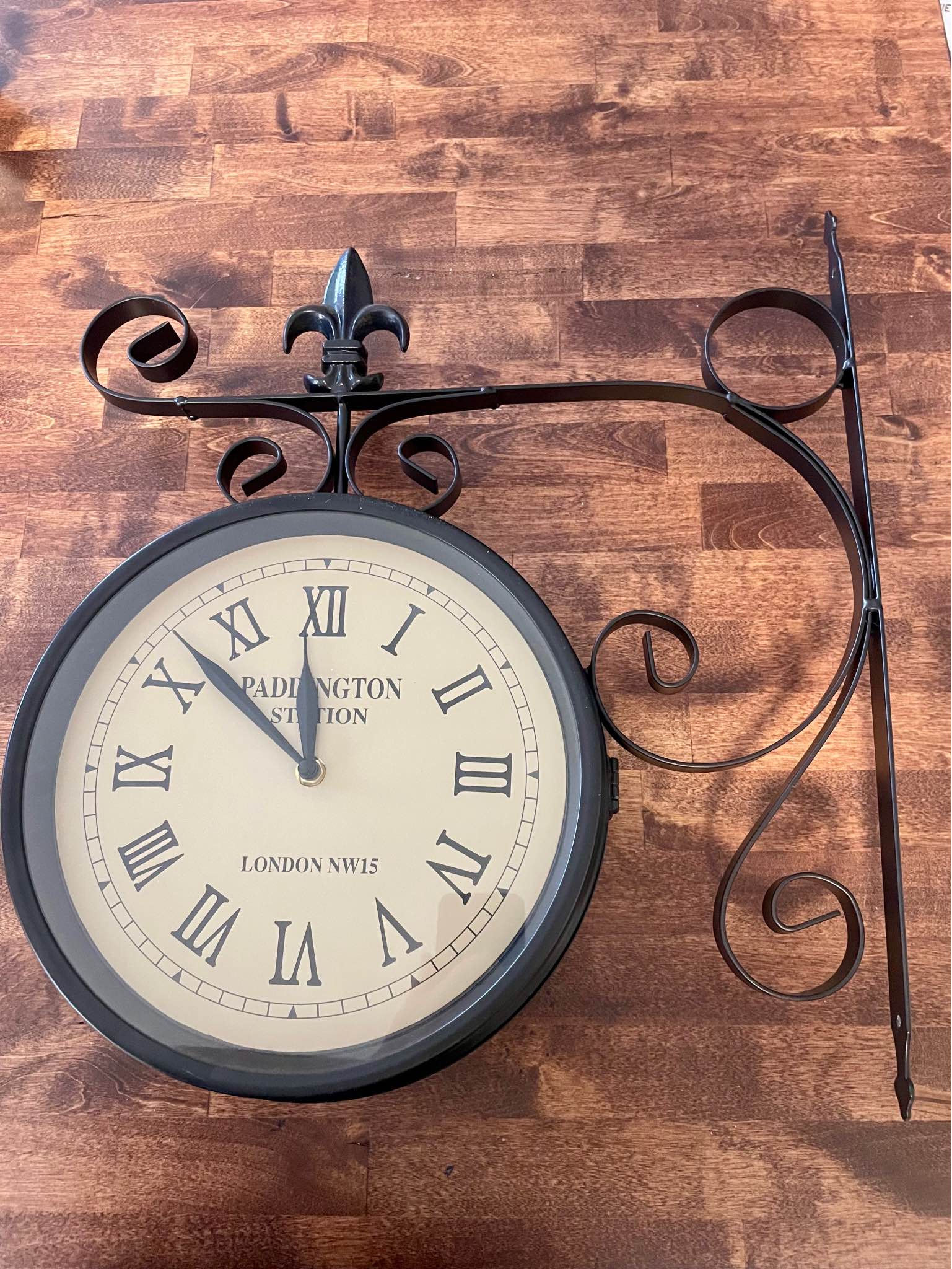 Paddington Station double sided wall clock black metal - Wall Clocks ...