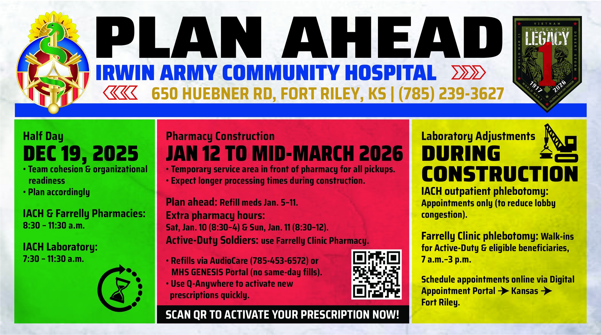 1st - 🚨 **Plan ahead, Fort Riley** 🚨 Irwin Army Community Hospital is ...