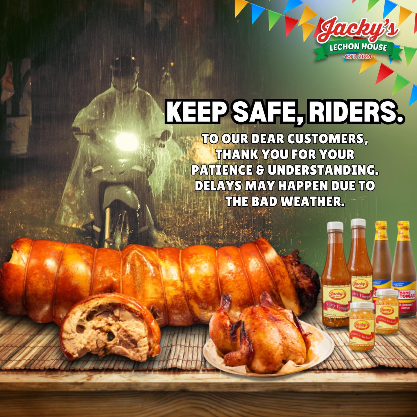🌧️ Rain or Shine, We Ride with Care... - Jacky's Lechon House | Facebook