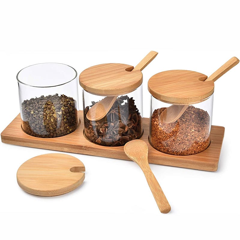 Rickys - 3 in one glass canister set at 1300/- 🔸️Size: 29x9.5x8cm 🔸️Has ...