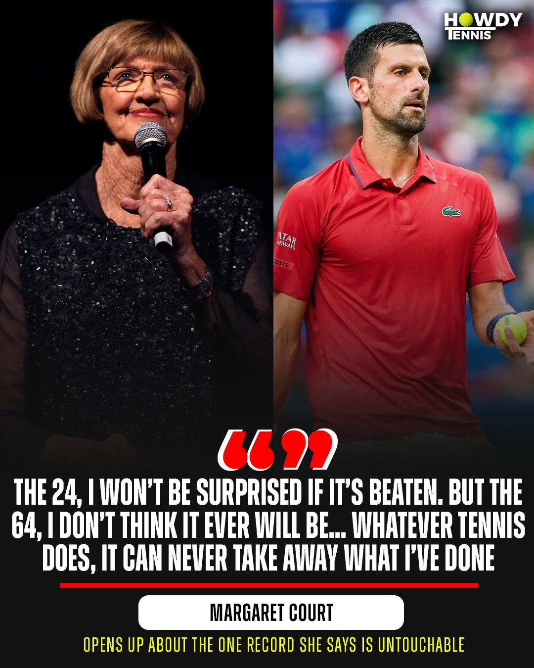 Howdy - Margaret Court says one record is untouchable as Djokovic ...