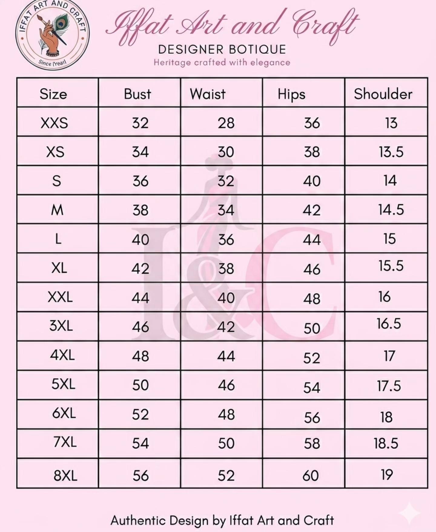 pakistani ladies dress size chart for indian and women.#iffatartandcraft 1.	Dresses