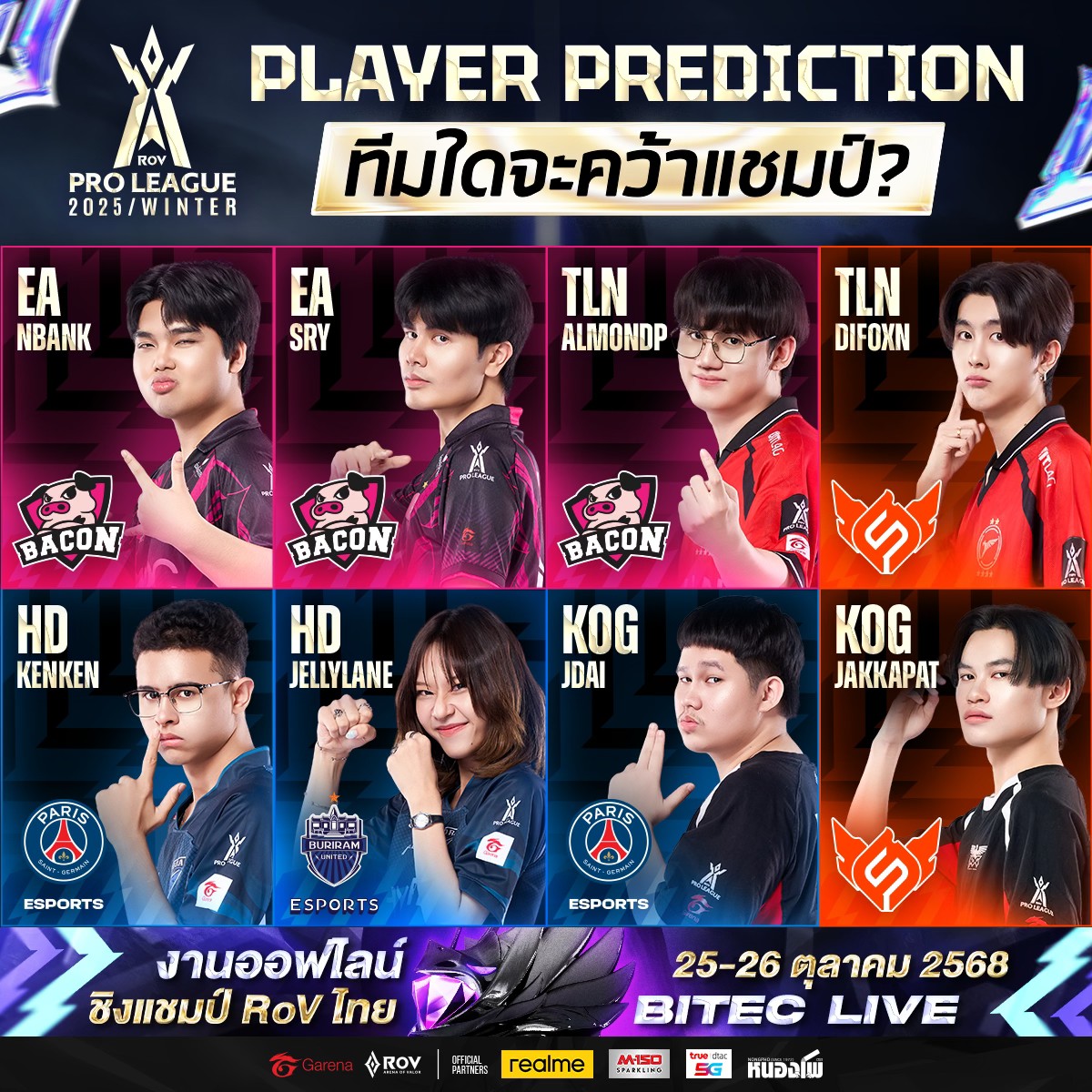 Garena - เหล่าตัวแทนนักแข่งโปรลีกเคาะทีมแชมป์ RoV Pro League 2025 ...