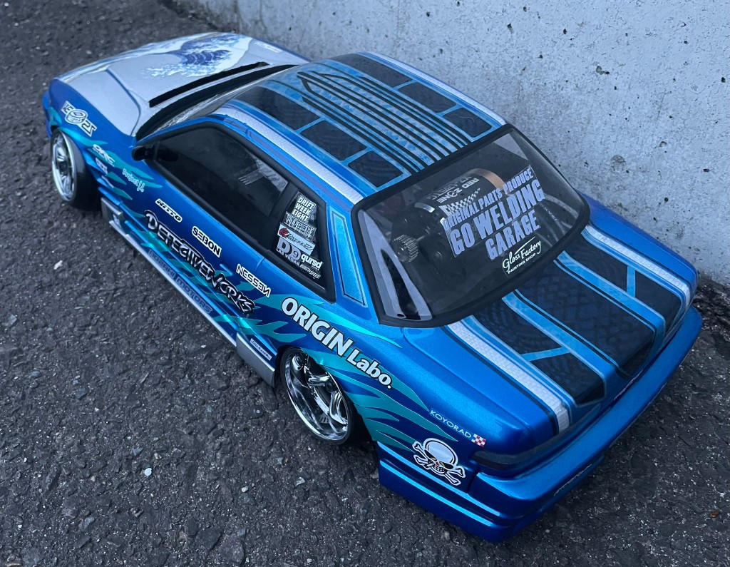 Nissan Silvia S13 Origin-style in Pandora RC form. Featuring a
