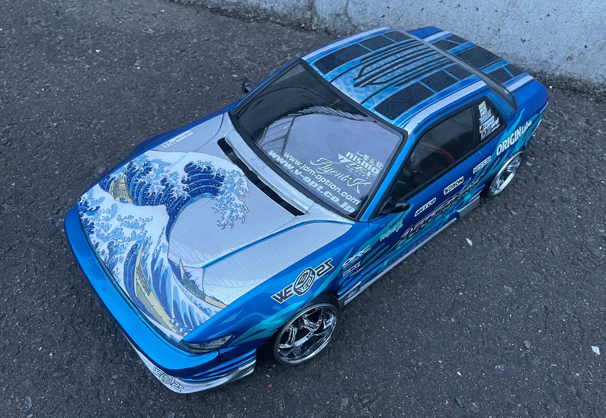 Nissan Silvia S13 Origin-style in Pandora RC form. Featuring a