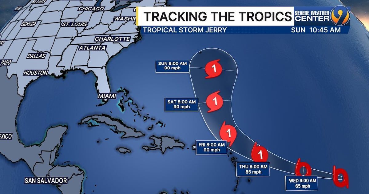 WSOC-TV - BREAKING: Tropical Storm Jerry forms over the Atlantic STORY ...