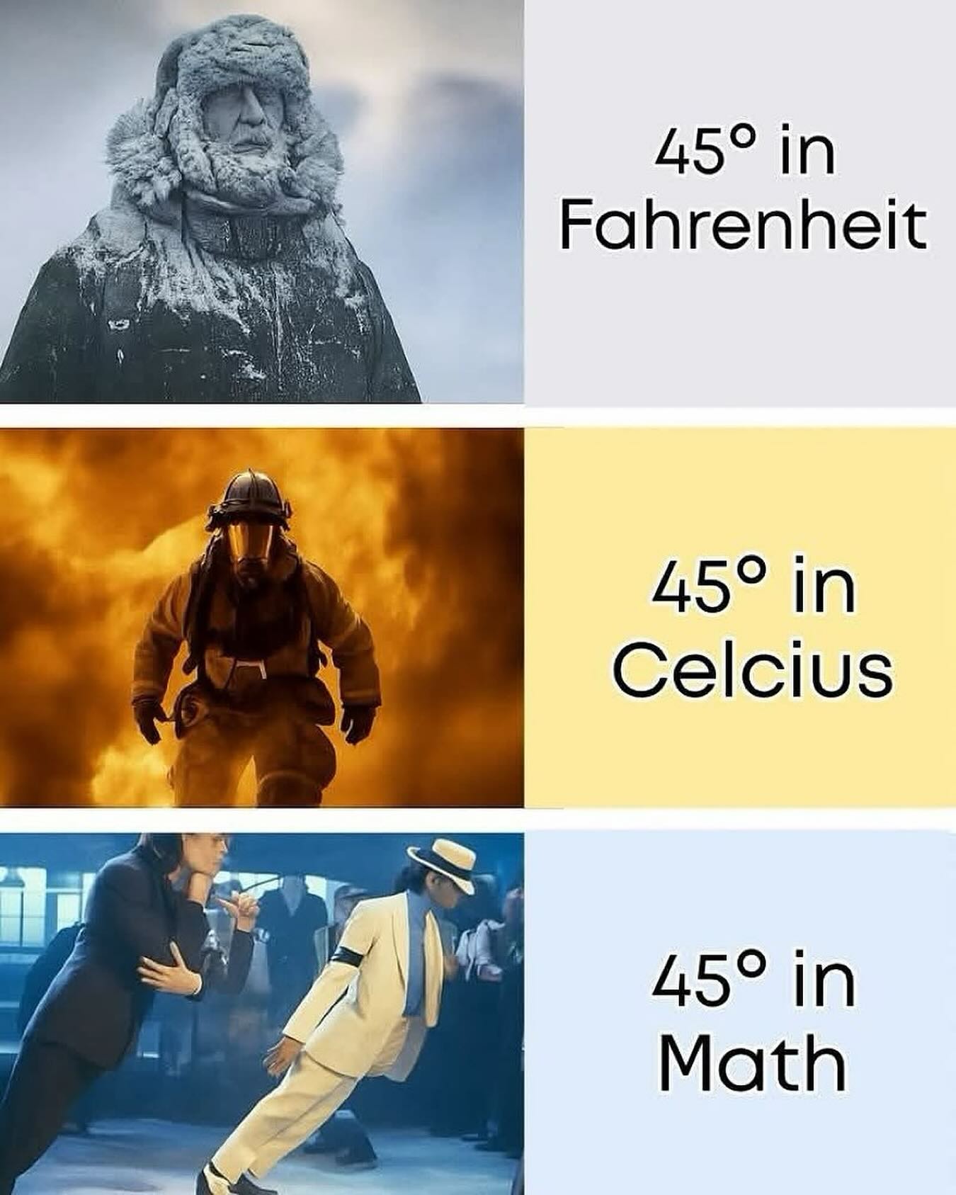 Minute Math - 45 degrees has different meanings #beatit... | Facebook