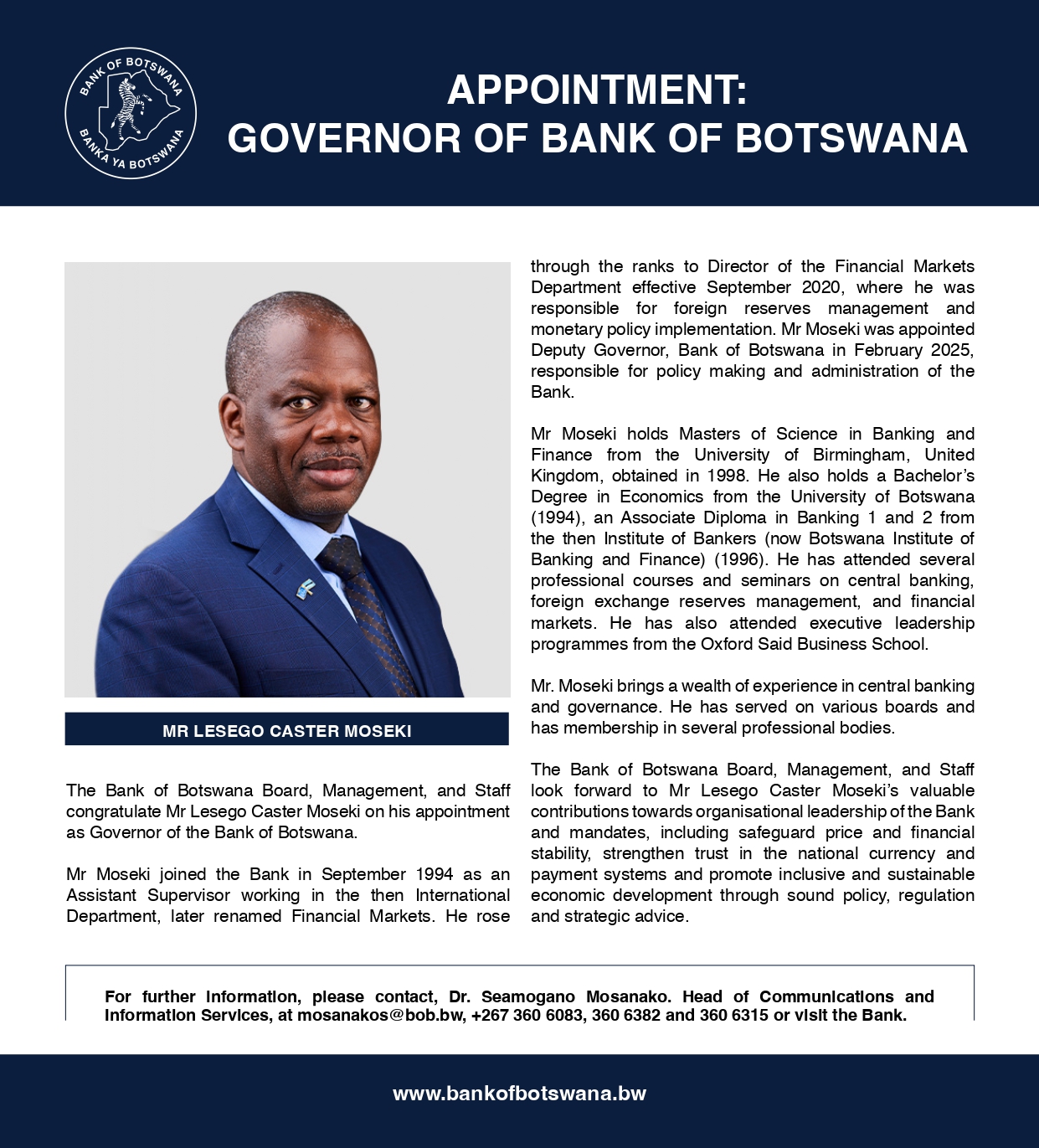 The Bank of Botswana Board, Management,... - Strides Magazine | Facebook