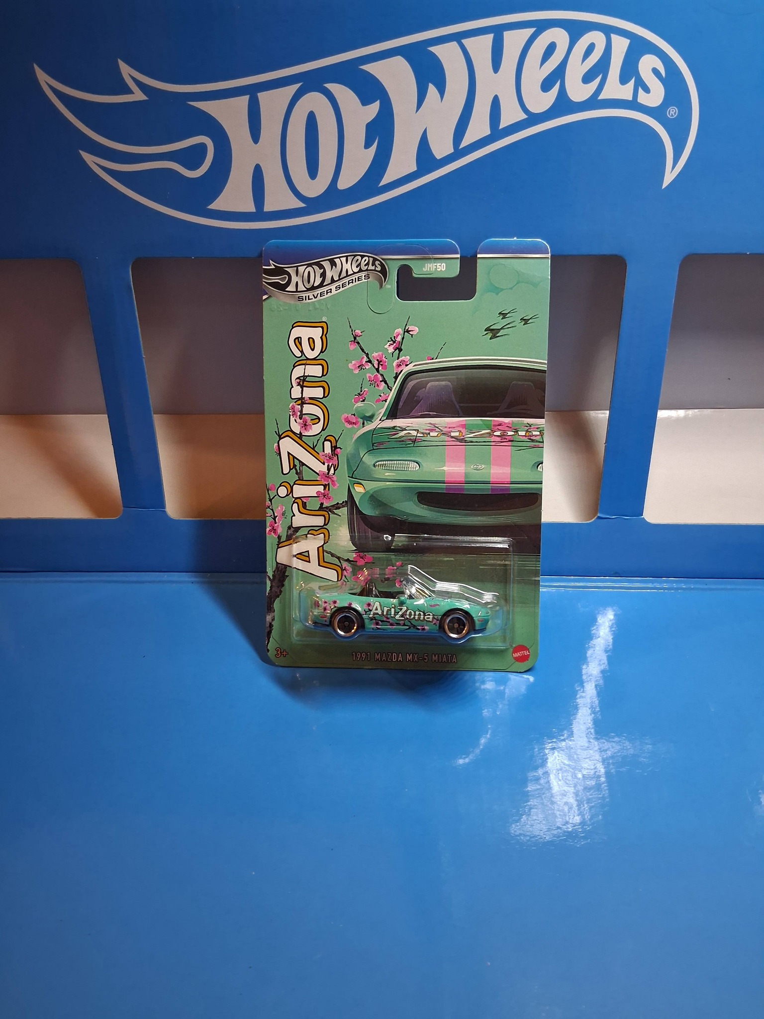 This is a Hot Wheels Silver Series 1991 Mazda MX-5 Miata Arizona