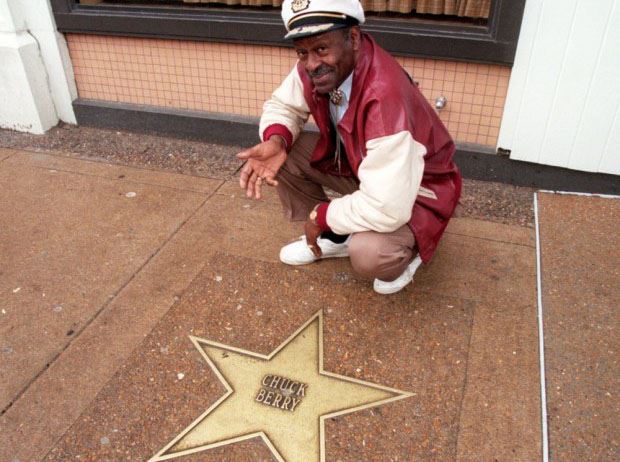 Delmar - Chuck Berry receiving a star on St. Louis Walk of Fame on June ...