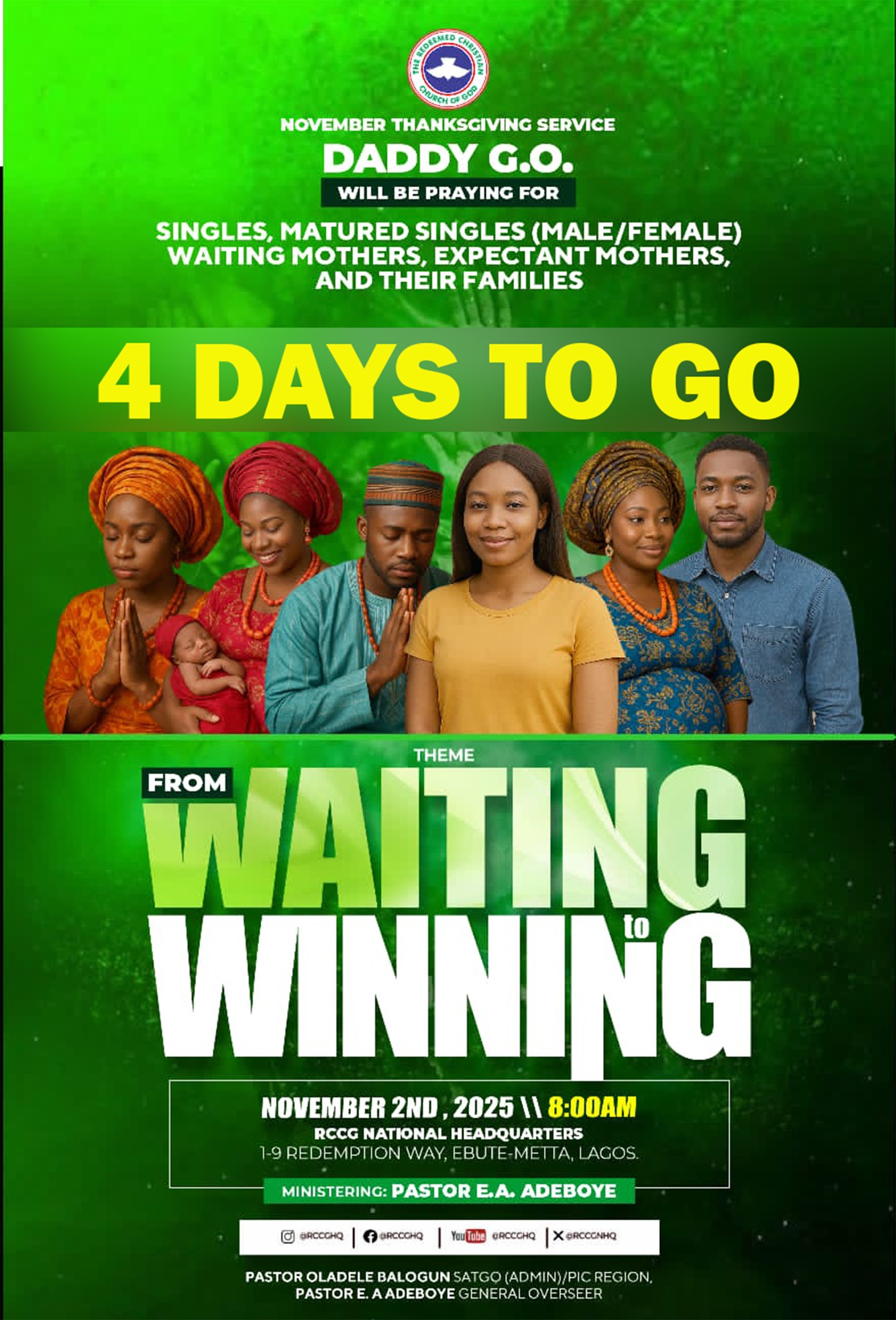 🙌 ALMOST TIME FOR YOUR... - RCCG National Headquarters Parish | Facebook
