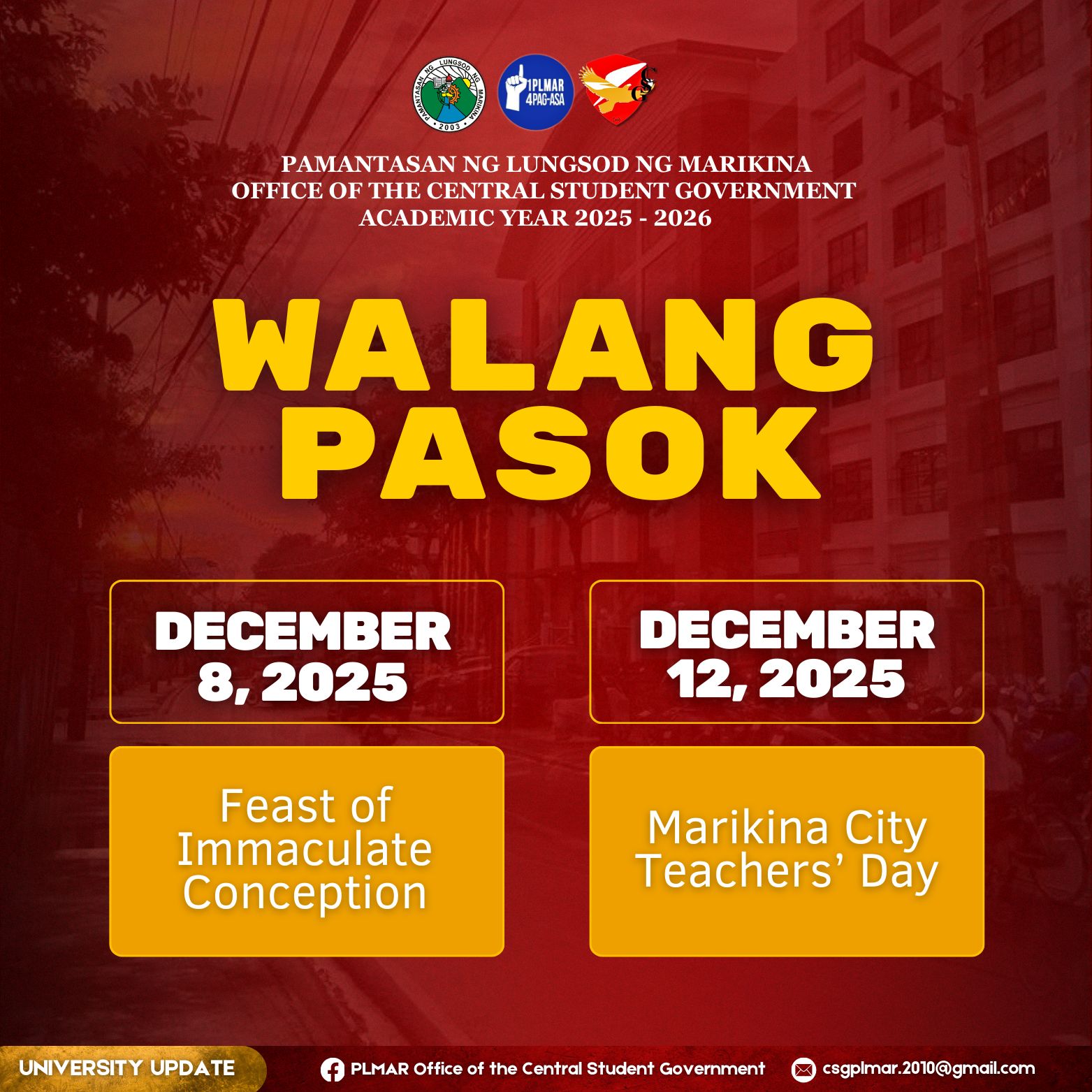 📣... - PLMAR Office of the Central Student Government | Facebook