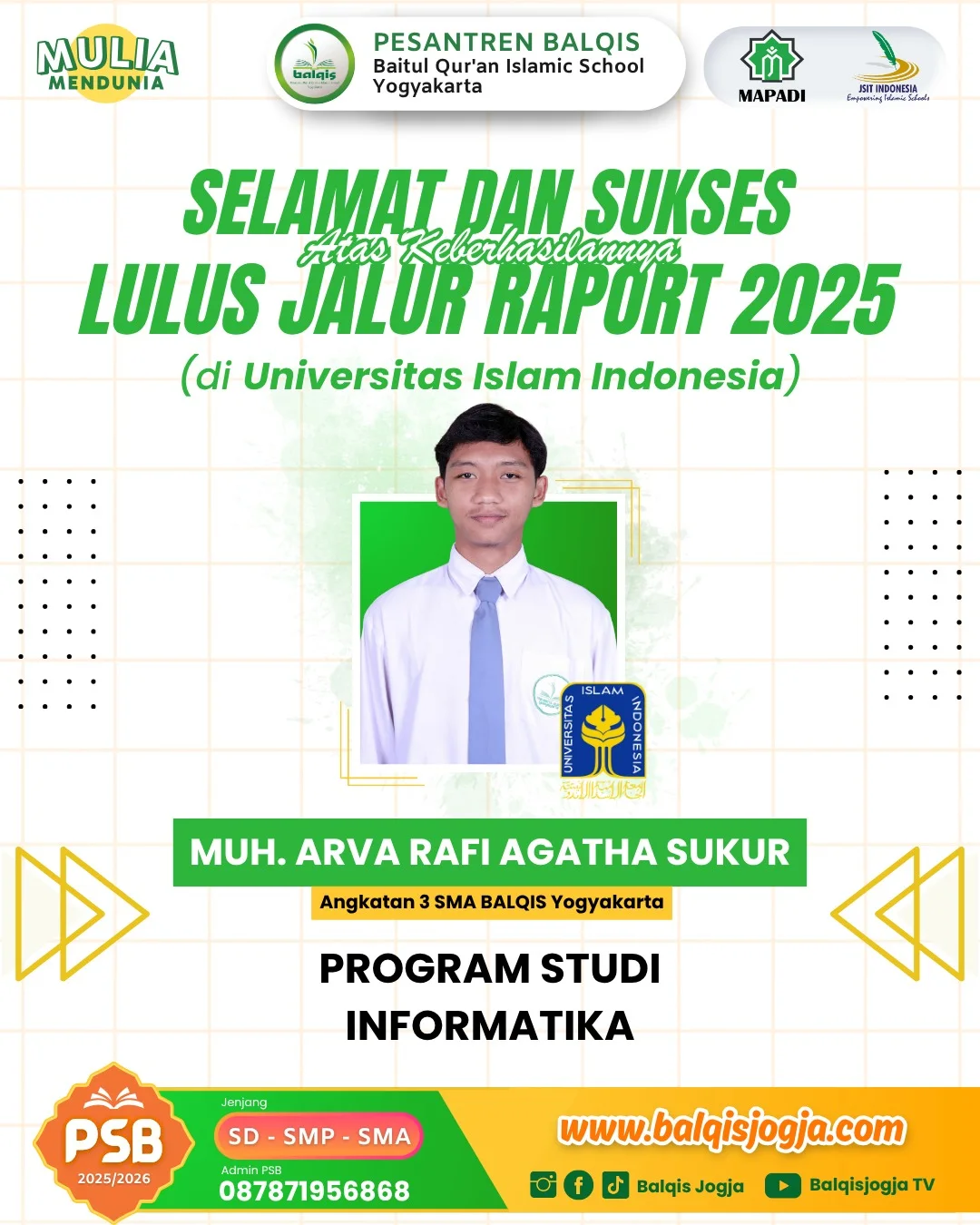 Balqisjogja - 🎉 Tahniah atas Kelulusan Santri BALQIS🎉 Selamat dan ...
