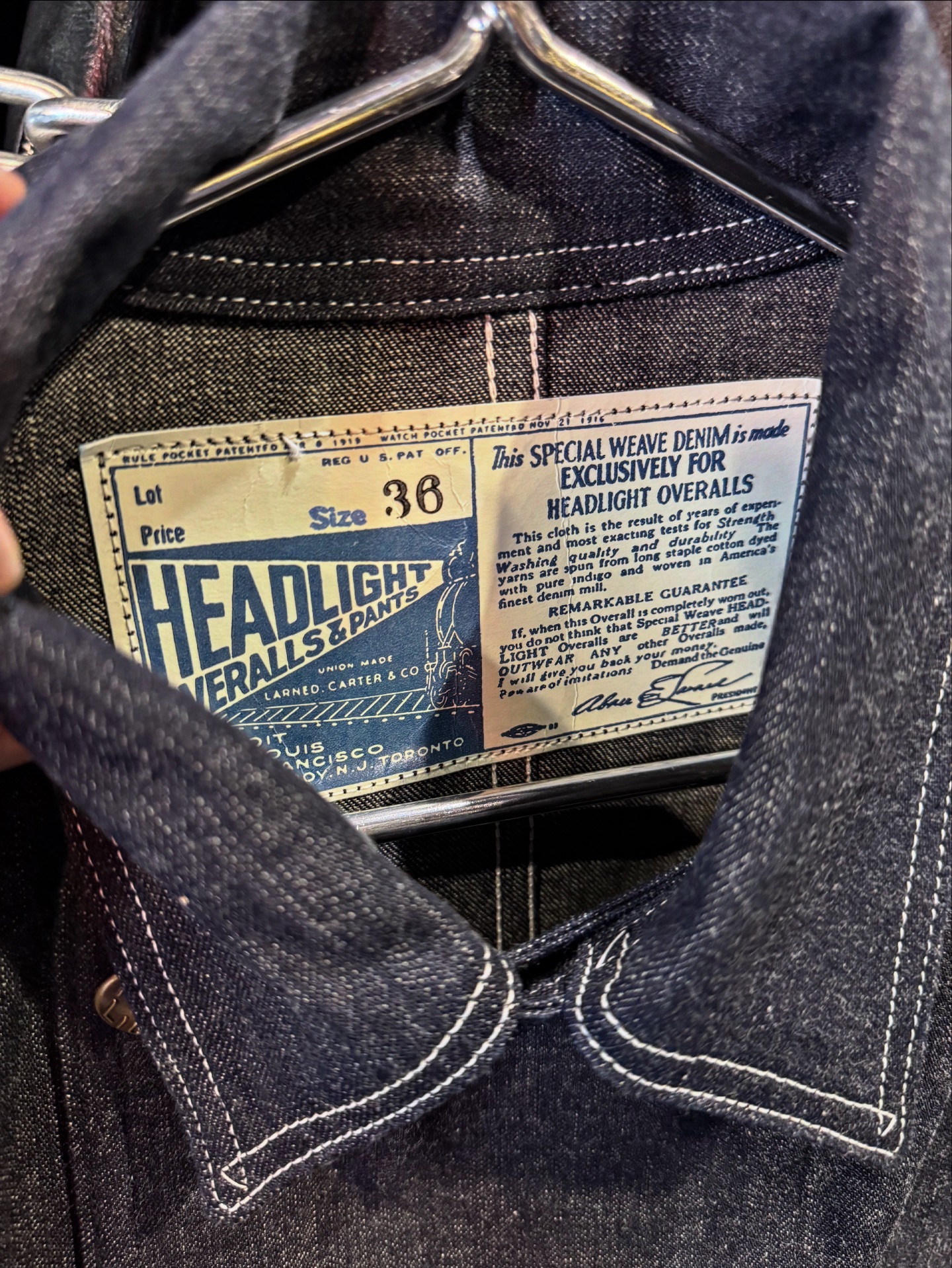 入荷🔥 HEADLIGHT 9.5oz. SPECIAL WEAVE DENIM DOUBLE BREASTED COAT