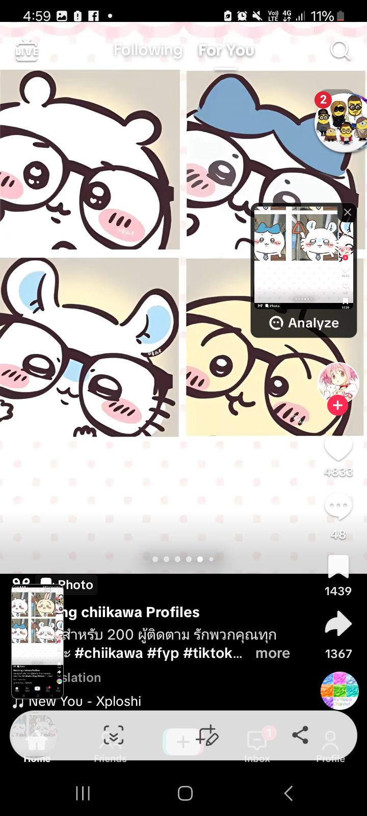 Chikawaa pfps I found:3 4:59 f f 11% Following For ForYou You (រ