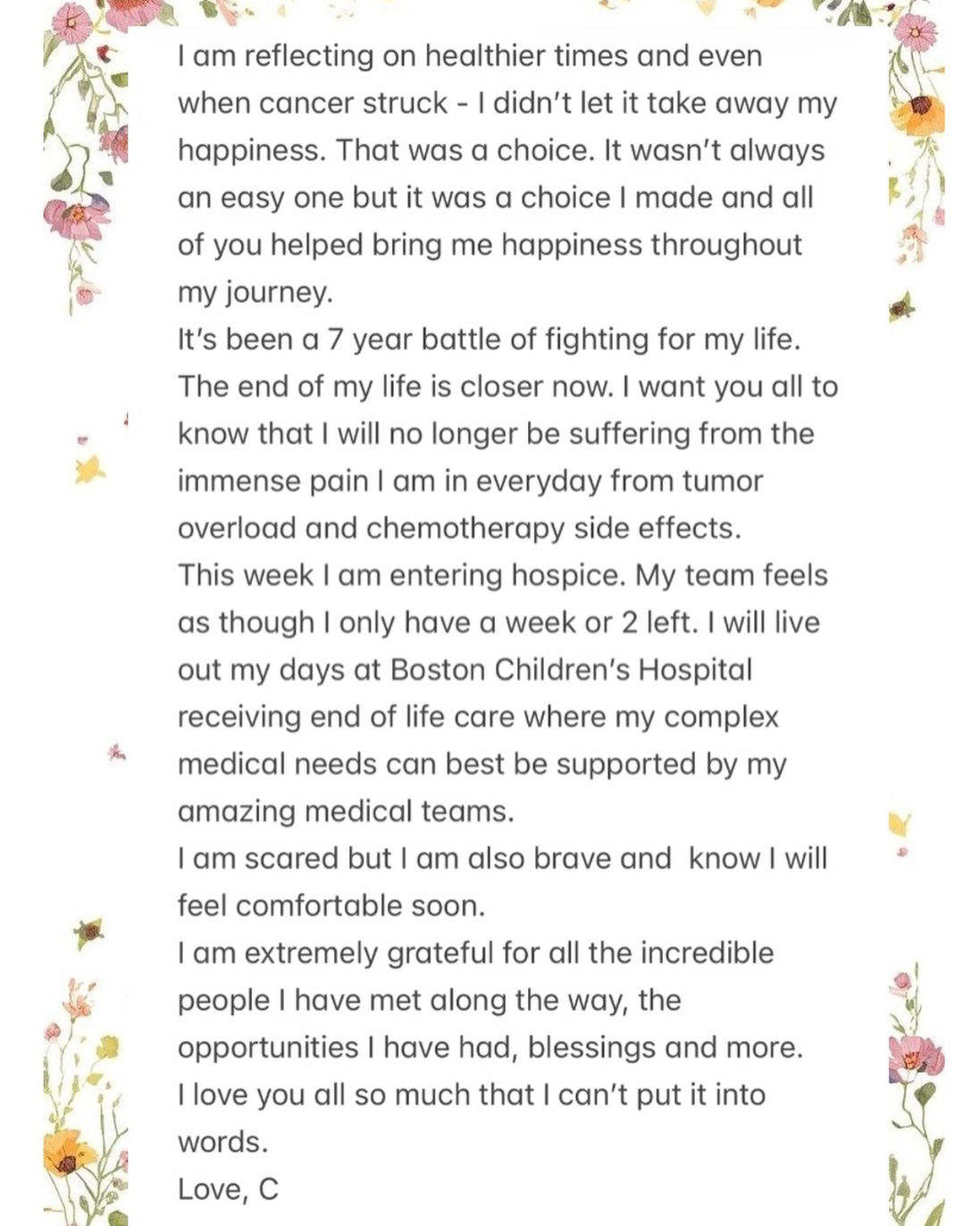 Arms - A message from our dear friend Carrigan: I am reflecting on ...