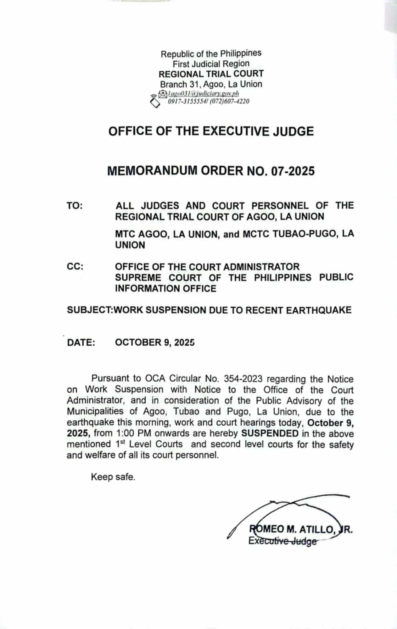 OCC RTC Agoo La Union