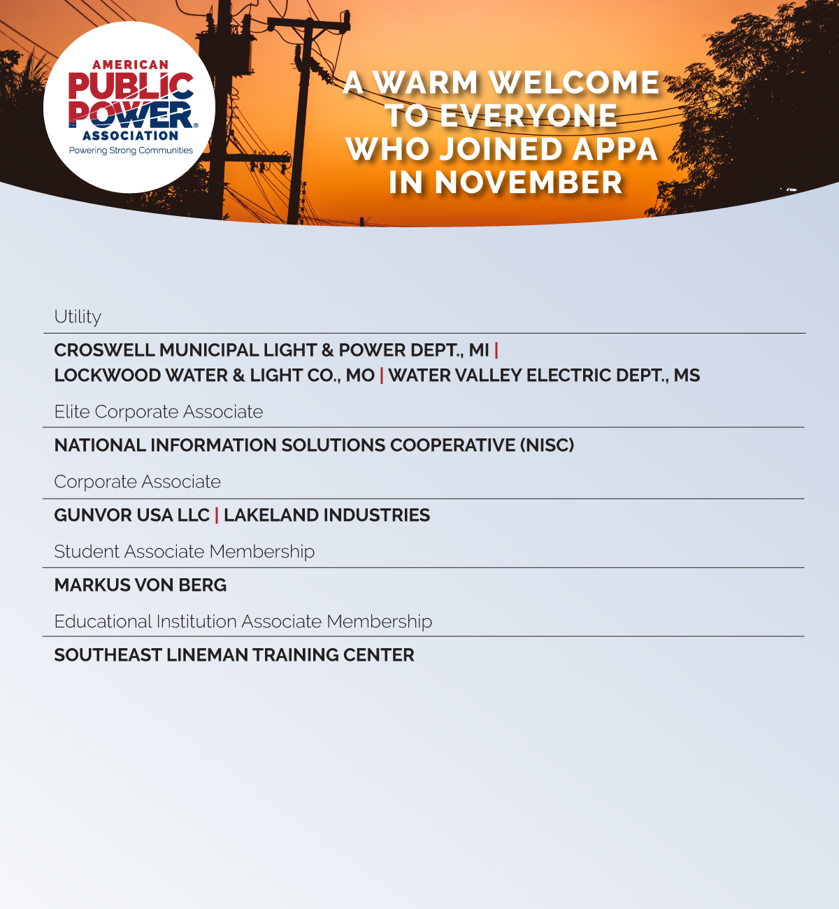 American - A warm welcome to our members who joined APPA in November ...