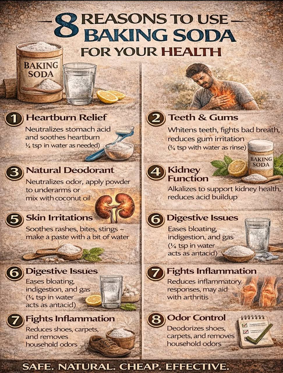 Baking soda has been studied for over a century: 🧠 It helps buffer acids in the body, supporting healthy pH and metabolic balance. 🧬 It activates a cholinergic anti-inflammatory pathway, helping regulate
