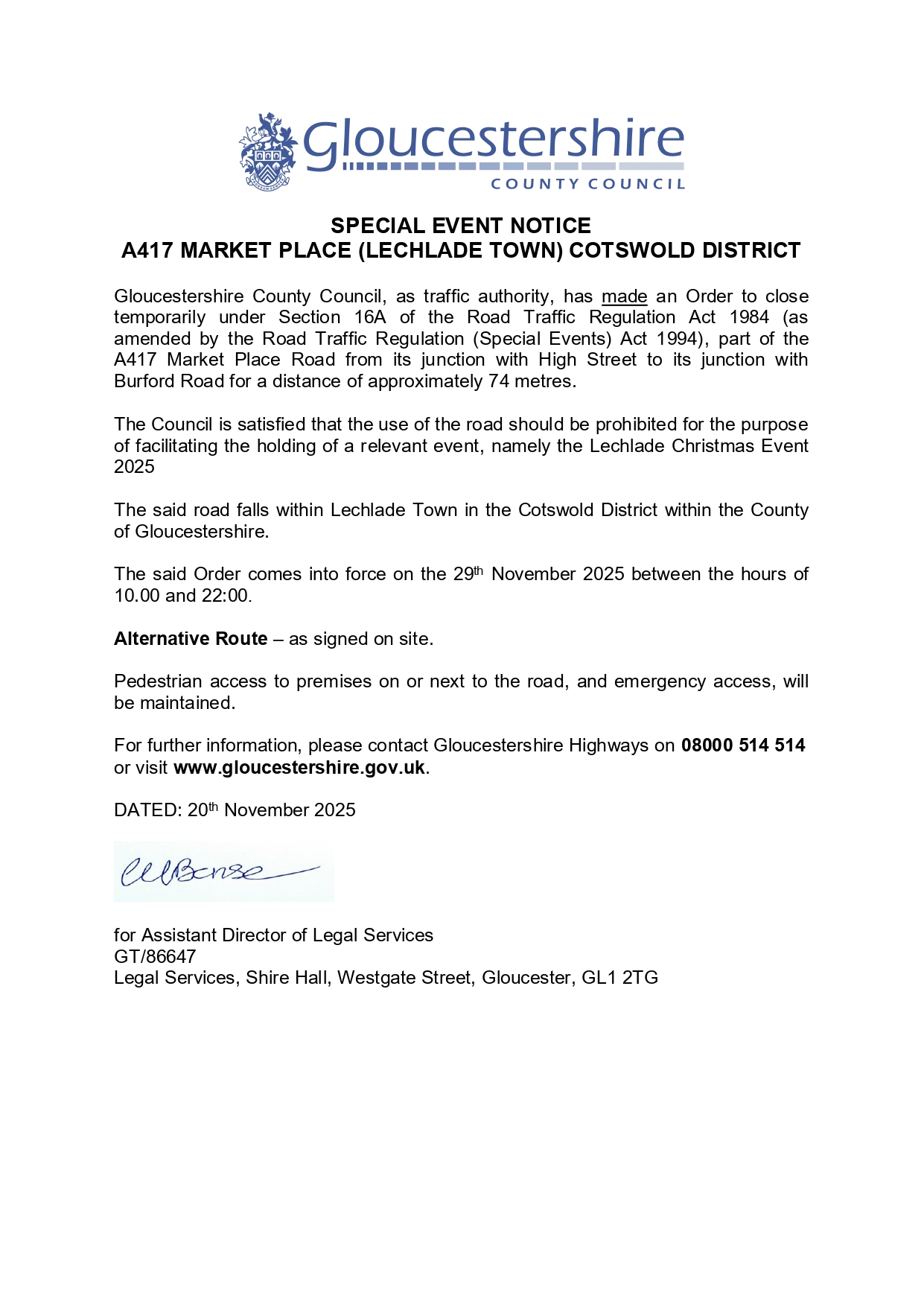 Lechlade-on-Thames | Advance Notice: Road Closure for Christmas Lights ...