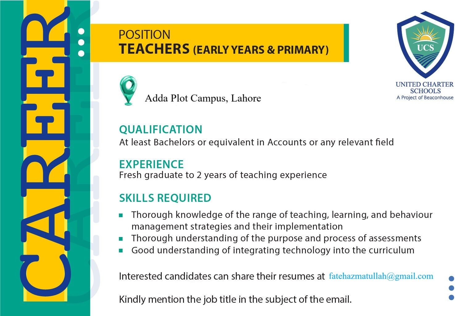 Education World - 📢 United Charter School Lahore (UCS) is... | Facebook