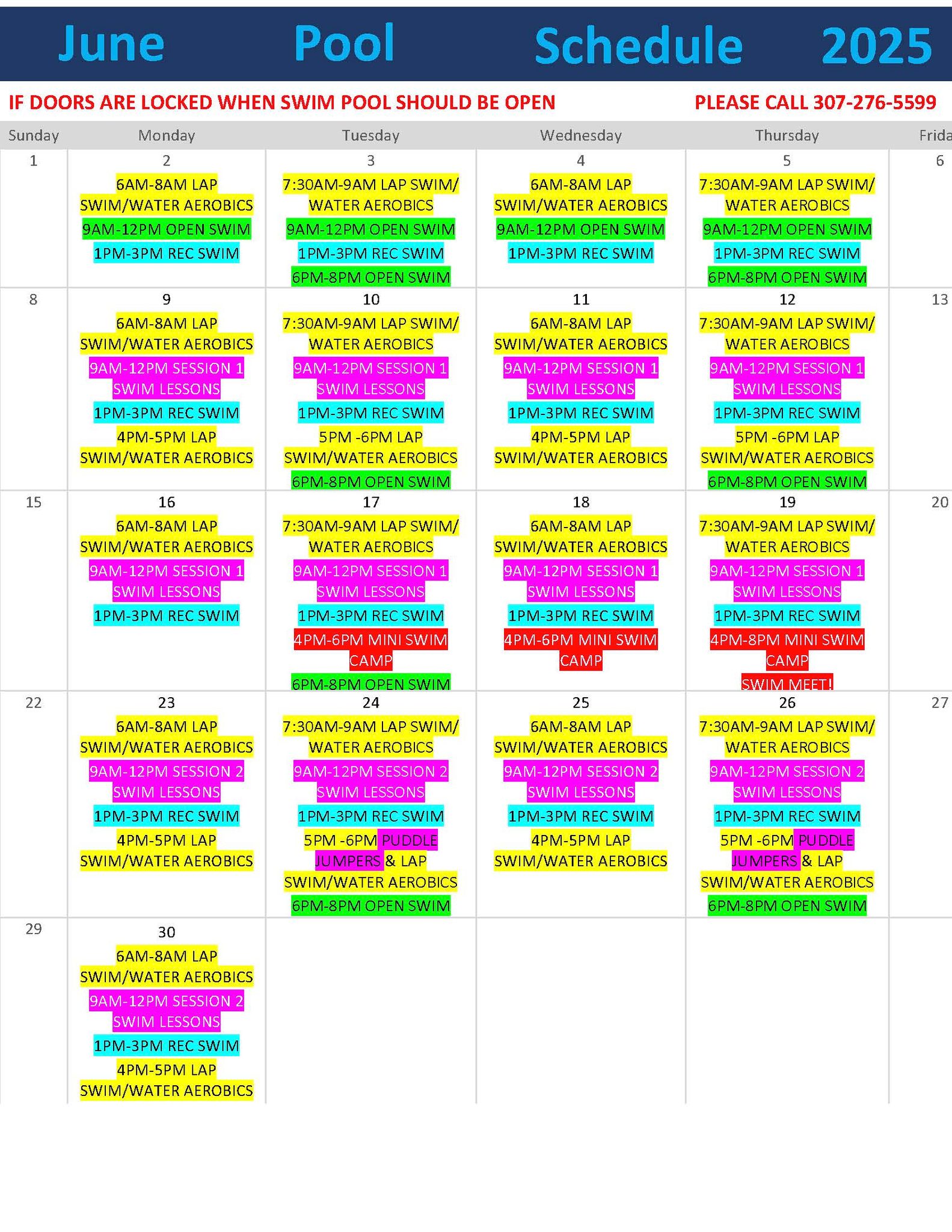 Sublette - June 2025 Big Piney Pool Schedule! https://drive.google.com ...