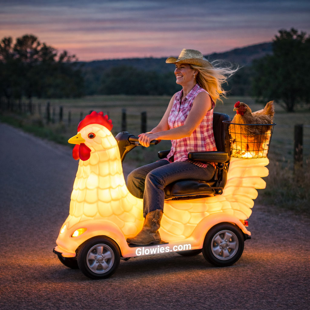 Glow Fairy - Taking the chicken for a ride on the scooter 🐔 | Facebook