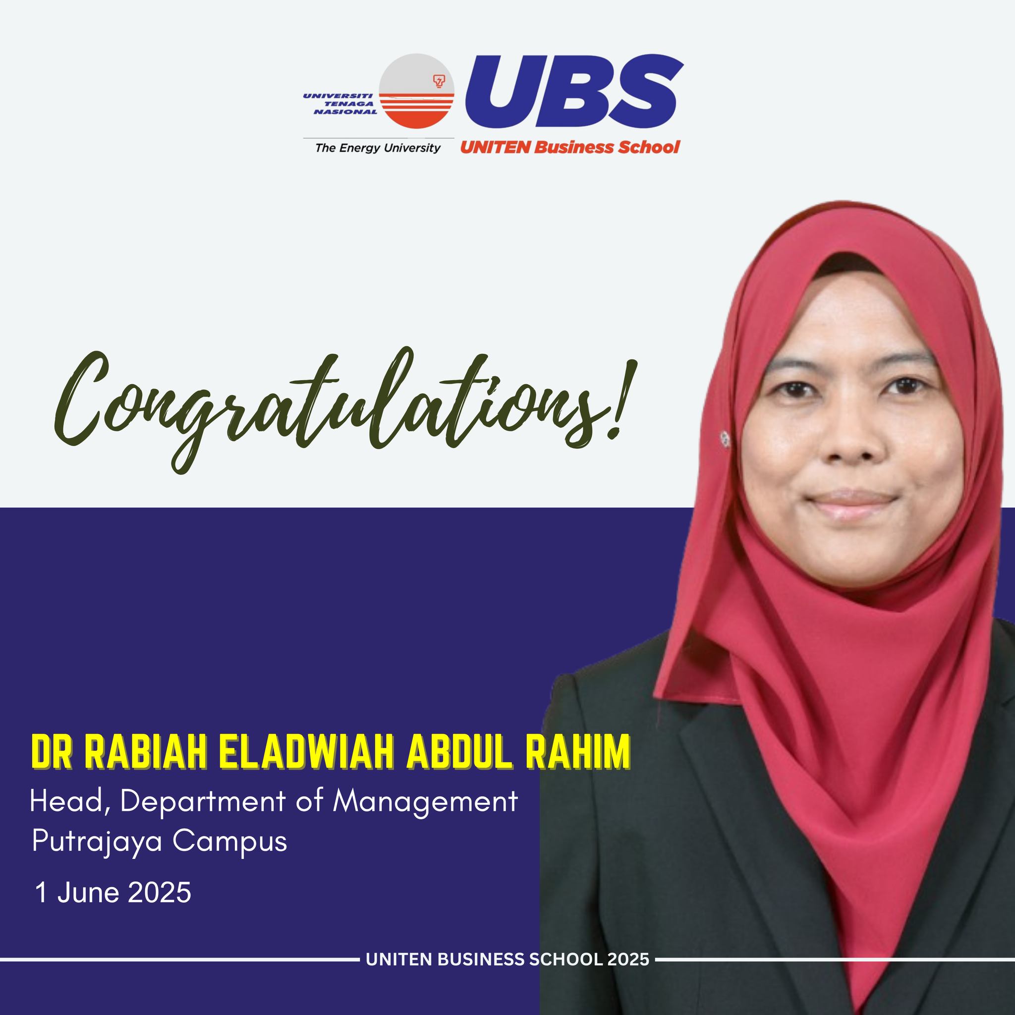 Congratulations Dr. Rabiah... - Uniten Business School - UBS | Facebook