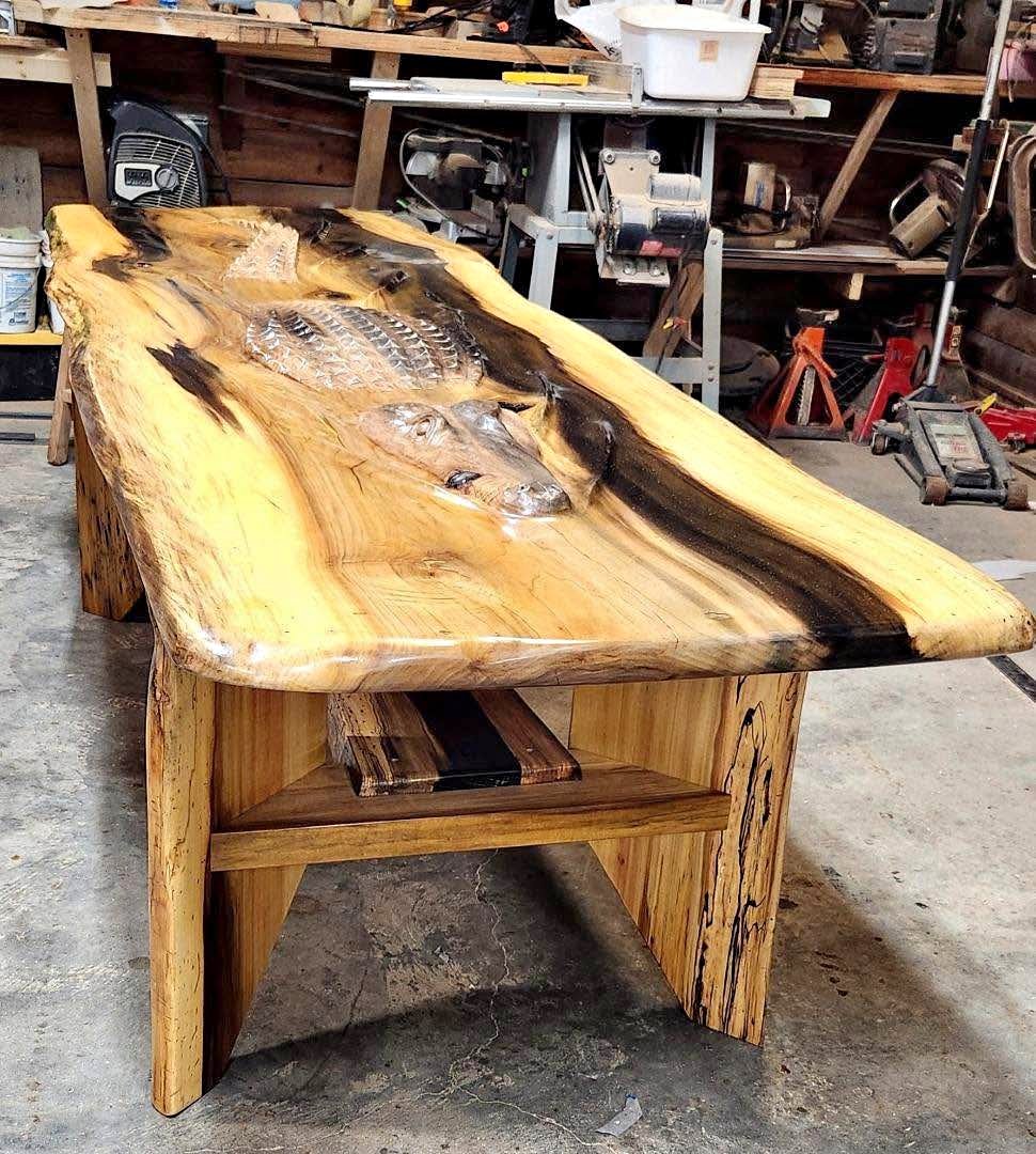 Hand crafted gator table (w/swimming alligator!) - Tables - Laurel Fork ...